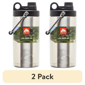 (2 pack)1/2 Gallon Double-Wall Vacuum-Sealed Insulated Stainless Steel Water Jug with Carrying Handle