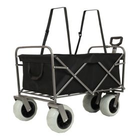 Fishing Cart with Rod Holders ,Beach Wagon with Big Wheels for Sand 500lbs capacity - All Terrain Steel Frame Utility Cart with 9" Pneumatic Tire